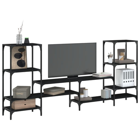 Vidaxl tv-meubel 206,5x28,5x95 cm bewerkt hout zwart