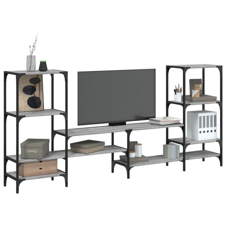 Vidaxl tv-meubel 206,5x28,5x95 cm bewerkt hout grijs sonoma eikenkleur