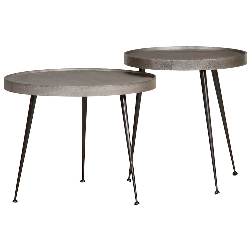 Vidaxl salontafel 2 stuks zilverkleurig bewerkt hout