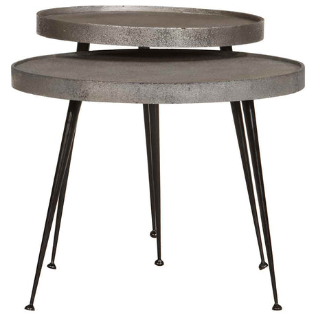 Vidaxl salontafel 2 stuks zilverkleurig bewerkt hout