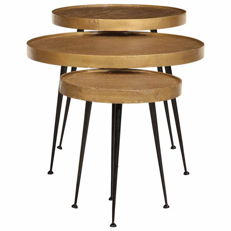 Vidaxl salontafel 3 stuks goudkleurig bewerkt hout