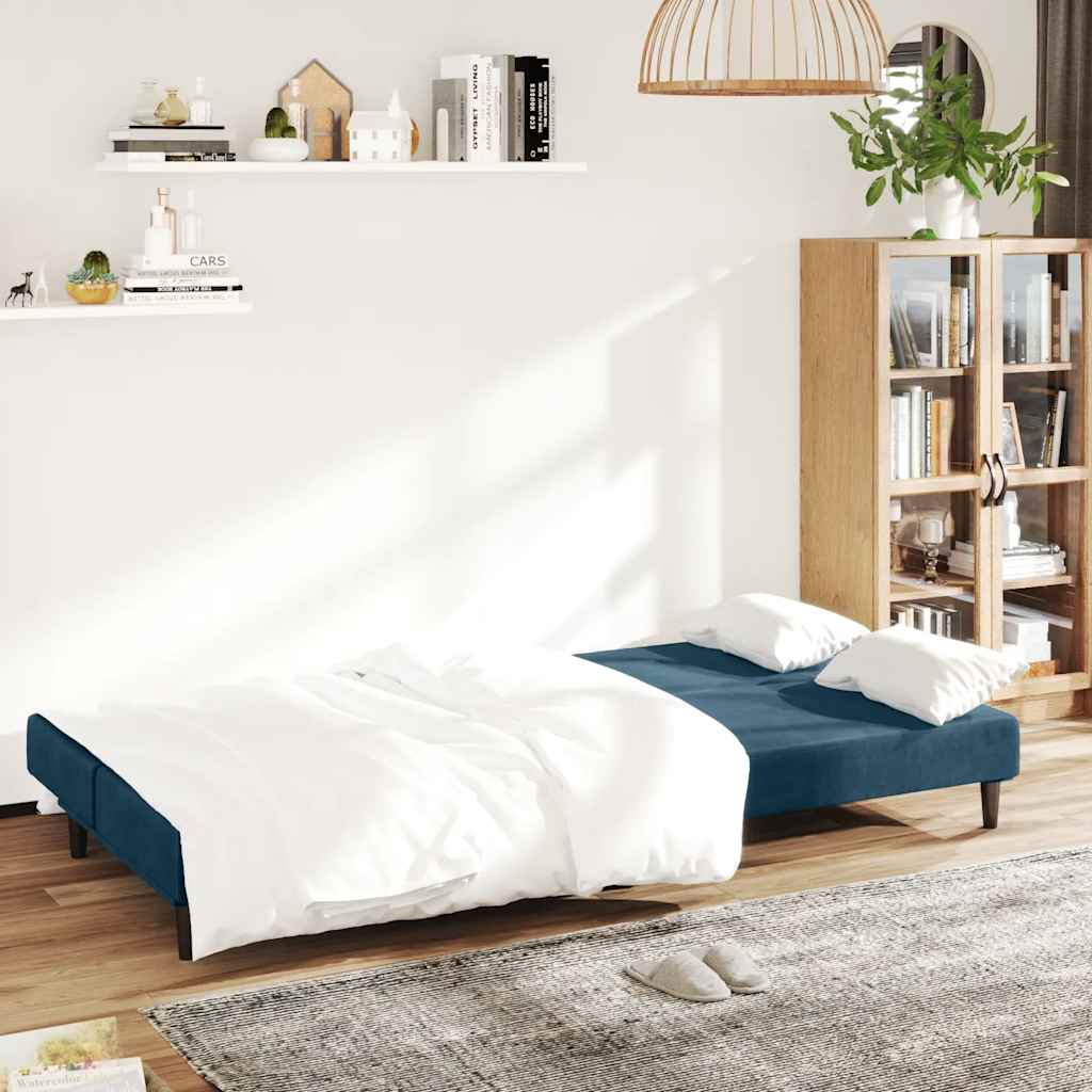 Vidaxl slaapbank 2-zits fluweel blauw