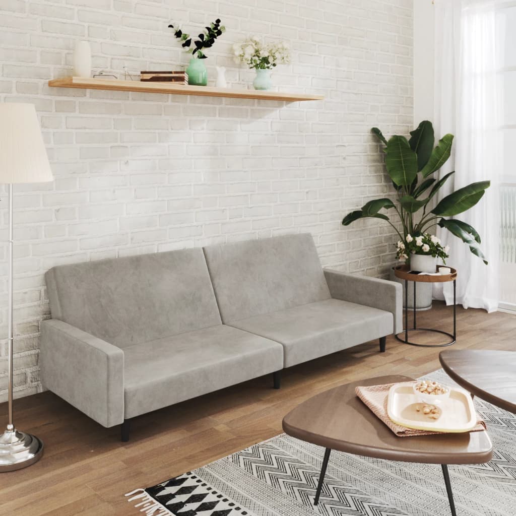 Vidaxl slaapbank 2-zits fluweel lichtgrijs