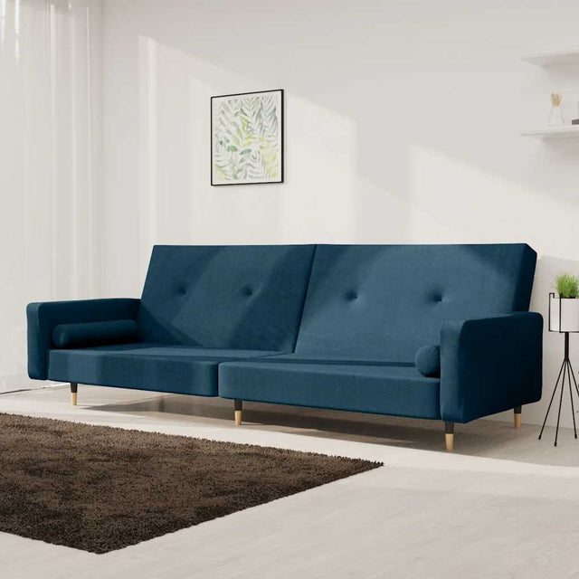 Vidaxl slaapbank 2-zits met 2 kussens fluweel blauw