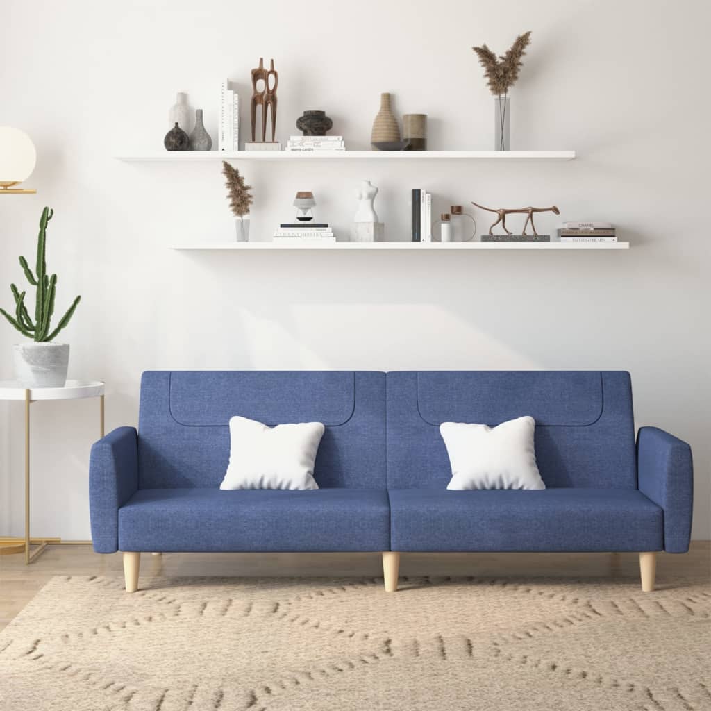 Vidaxl slaapbank 2-zits stof blauw