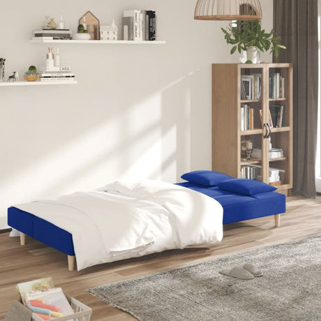 Vidaxl slaapbank 2-zits met 2 kussens stof blauw