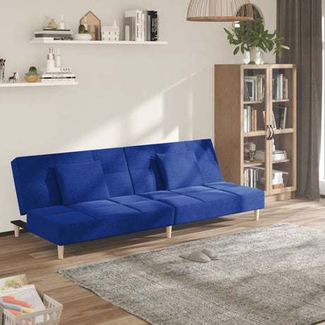 Vidaxl slaapbank 2-zits met 2 kussens stof blauw
