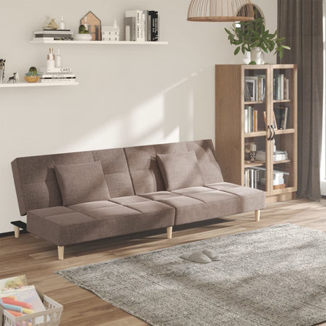Vidaxl slaapbank 2-zits met 2 kussens stof taupe