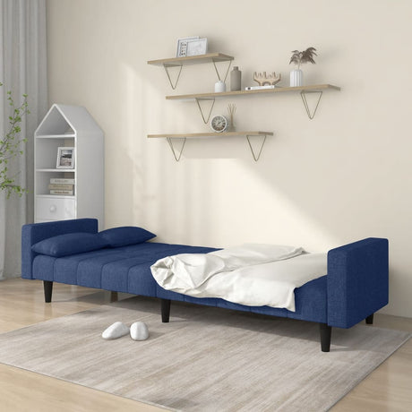 Vidaxl slaapbank 2-zits met 2 kussens stof blauw