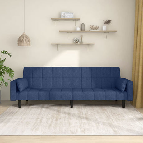 Vidaxl slaapbank 2-zits met 2 kussens stof blauw