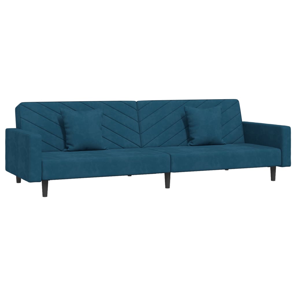 Vidaxl slaapbank 2-zits met 2 kussens fluweel blauw