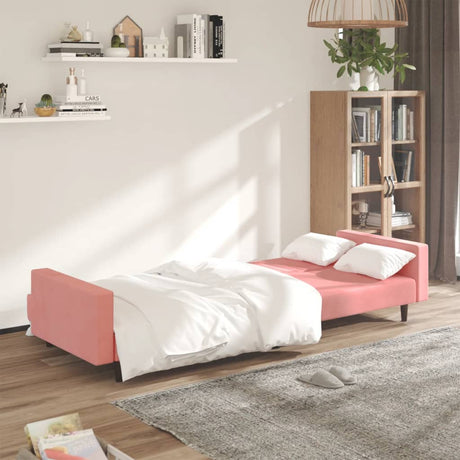 Vidaxl slaapbank 2-zits fluweel roze
