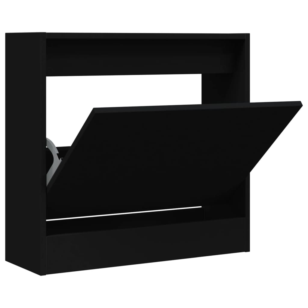 Gabinete de zapatos Vidaxl 60x21x57 CM Madera propiedad de negro