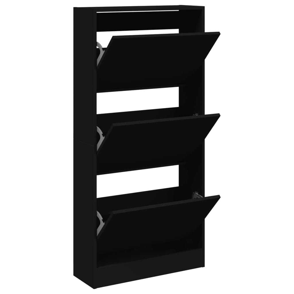 VidaXL Shoe cabinet 60x21x125.5 cm Properted Wood Black