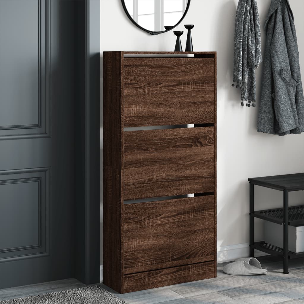 Armoire à chaussures Vidaxl 60x21x125.5 cm Couleur de chêne brun en bois propriété