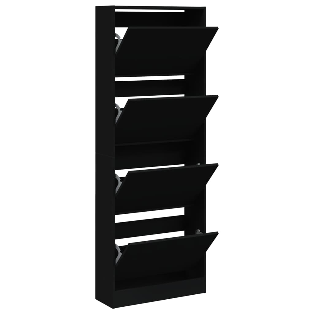 Vidaxl Shoe Cabinet 60x21x163,5 cm Property Wood Black