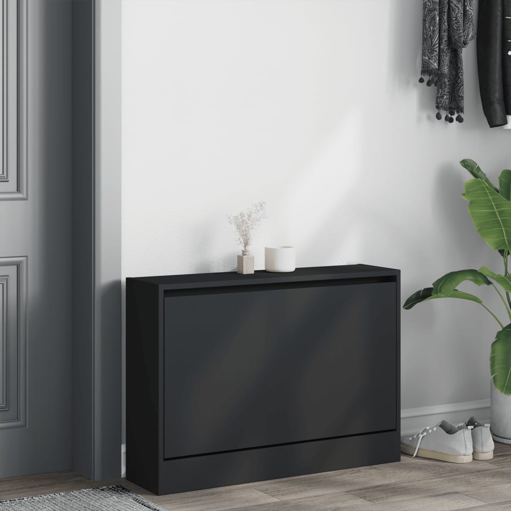 Vidaxl Shoe Cabinet 80x21x57 cm Property Wood Black