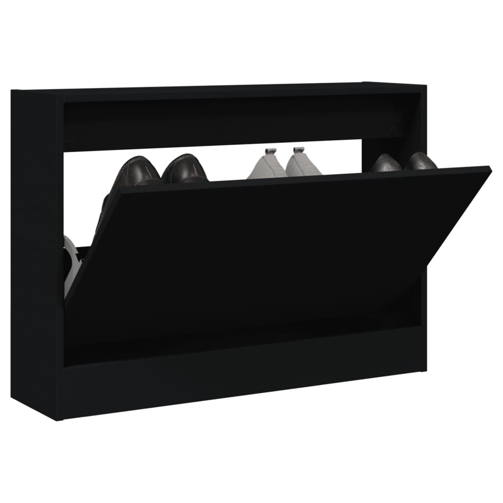 VidaXL Shoe cabinet 80x21x57 cm Properted Wood Black