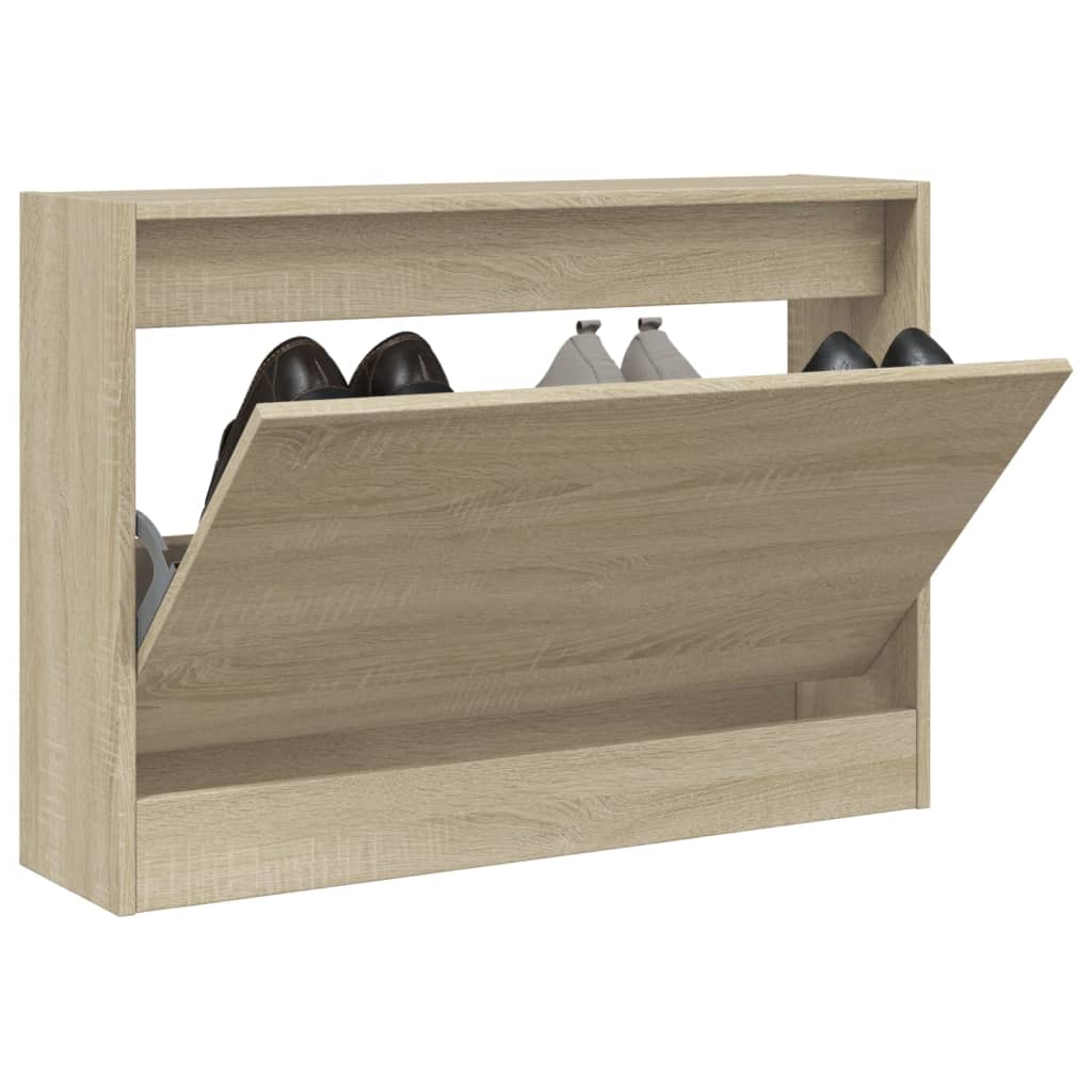 VIDAXL -Schuhschrank 80x21x57 cm Propertiertes Holz Sonoma Eiche gefärbt