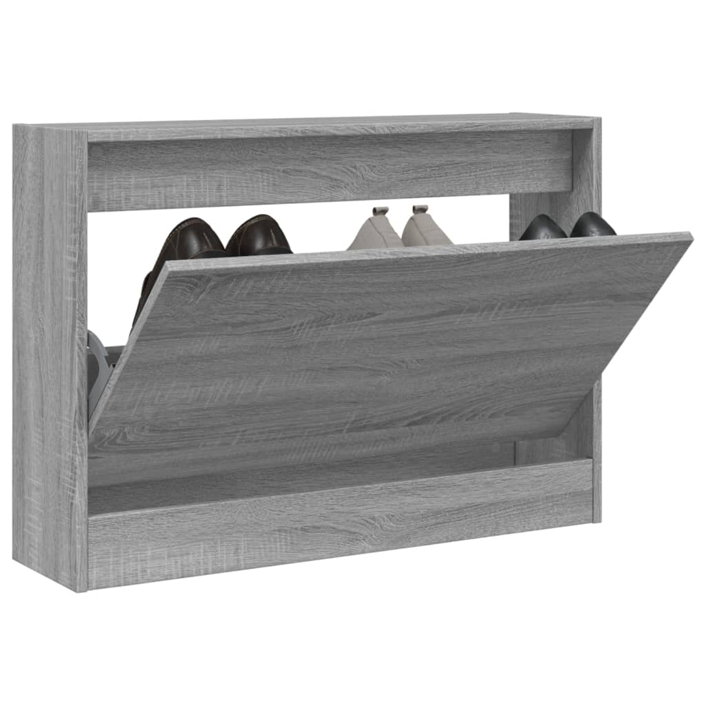 Vidaxl schoenenkast 80x21x57 cm bewerkt hout grijs sonoma eikenkleur