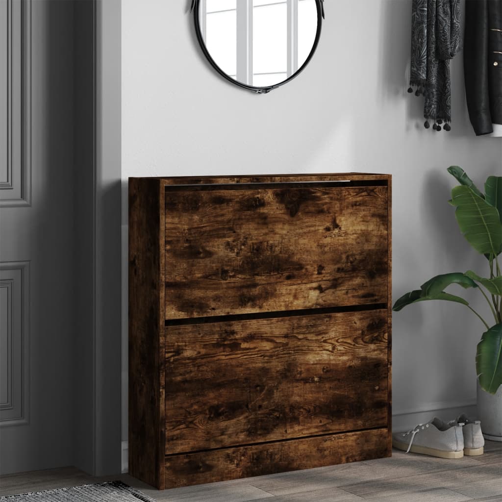 Vidaxl Cabinet per scarpe 80x21x87.5 cm Colore di quercia di legno trasmessa