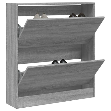 Vidaxl schoenenkast 80x21x87,5 cm bewerkt hout grijs sonoma eikenkleur