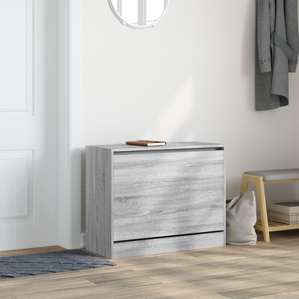 Vidaxl Cabinet da scarpe 80x34x63 cm Colore di quercia Sonoma in legno Grey