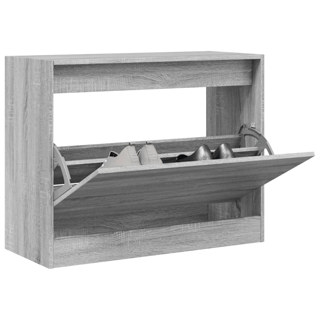 Vidaxl schoenenkast 80x34x63 cm bewerkt hout grijs sonoma eikenkleurig