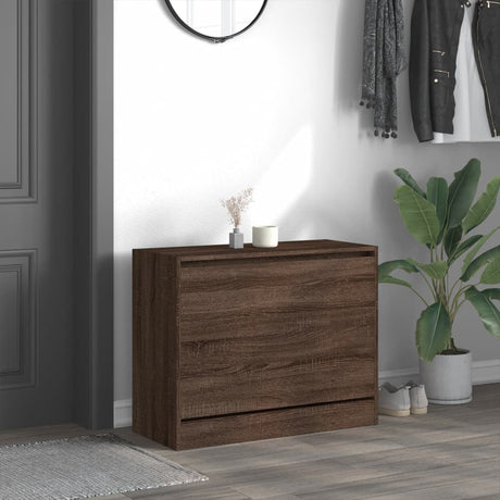 Vidaxl schoenenkast 80x34x63 cm bewerkt hout bruin eikenkleur