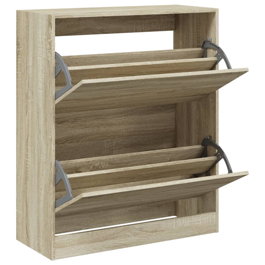 Vidaxl schoenenkast 80x34x96,5 cm bewerkt hout sonoma eikenkleurig