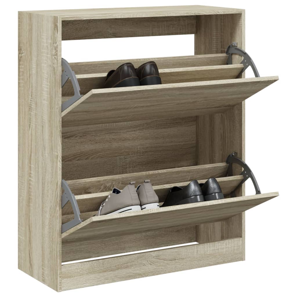 Vidaxl schoenenkast 80x34x96,5 cm bewerkt hout sonoma eikenkleurig