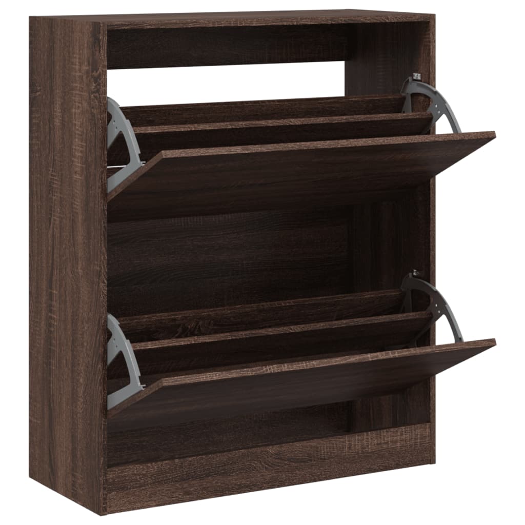 VidaXL Schoenenkast 80x34x96,5 cm bewerkt hout bruin eikenkleur