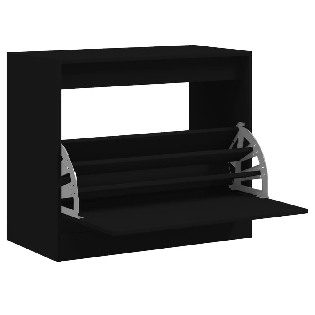 Gabinete de zapatos Vidaxl 80x42x69 CM Madera propiedad de negro