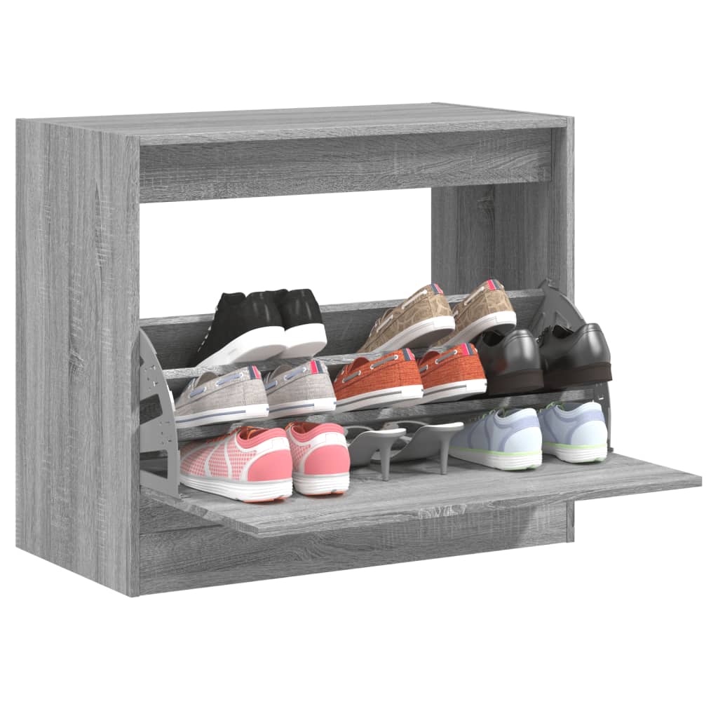 Armoire à chaussures vidaxl 80x42x69 cm en bois coupé gris sonoma chêne coloré