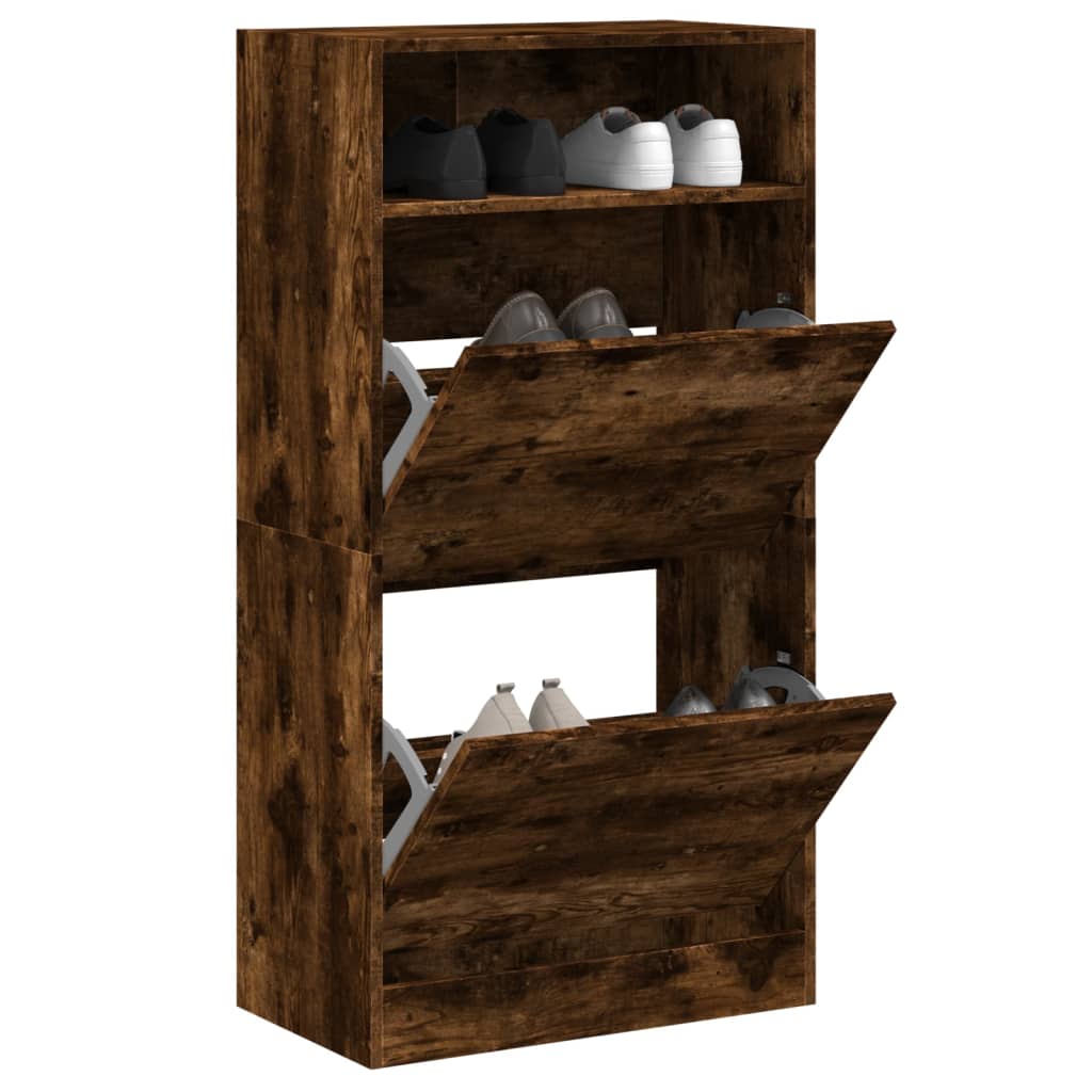 VidaXL shoe cabinet 60x34x116 cm Properted Wood Smoked Oak colored