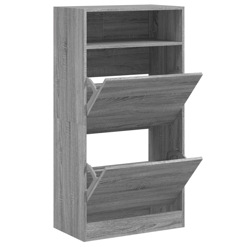 Vidaxl Schong Cabinet 60x34x116 cm geschnidden Holz Greyoma Oakfaarf