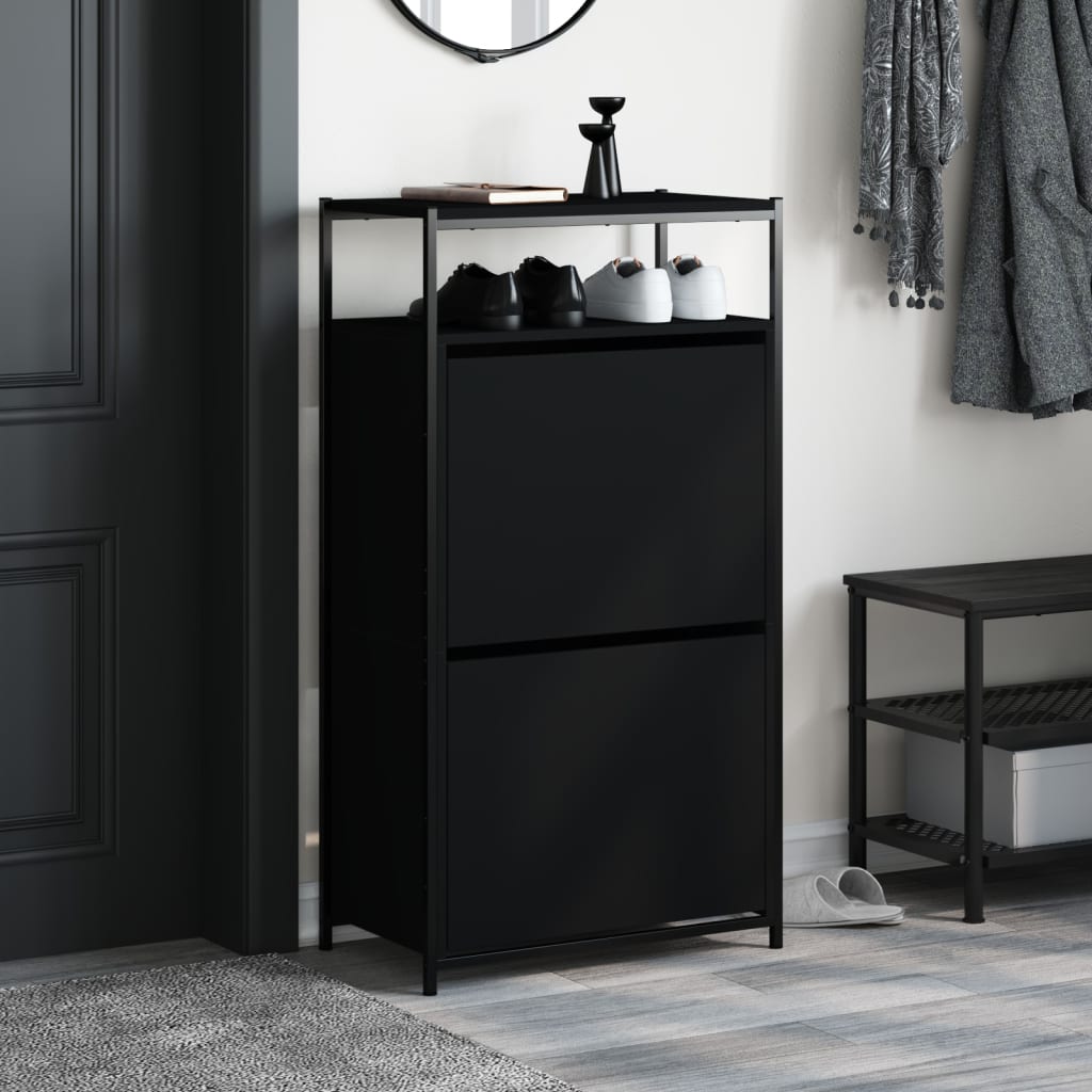 VidaXL Shoe cabinet 60x34x112 cm Properted Wood Black