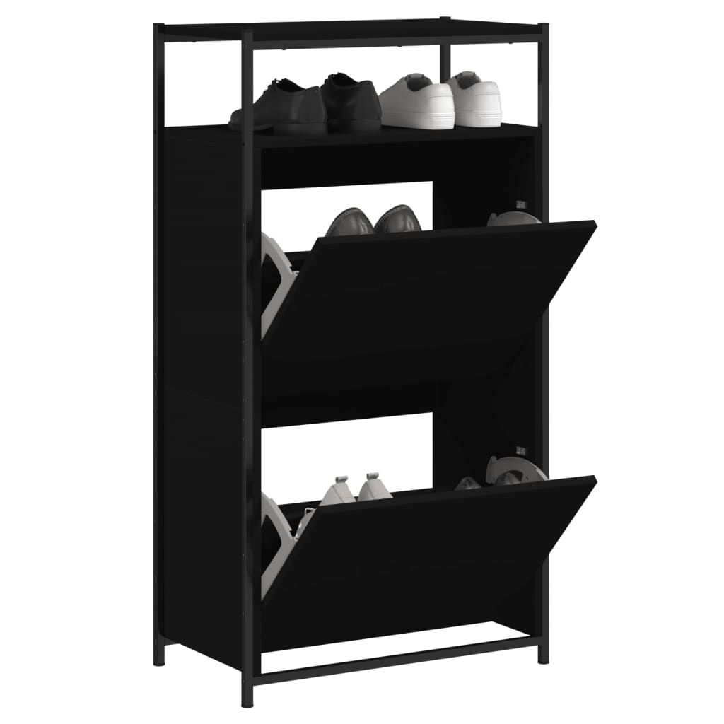 VidaXL Shoe cabinet 60x34x112 cm Properted Wood Black