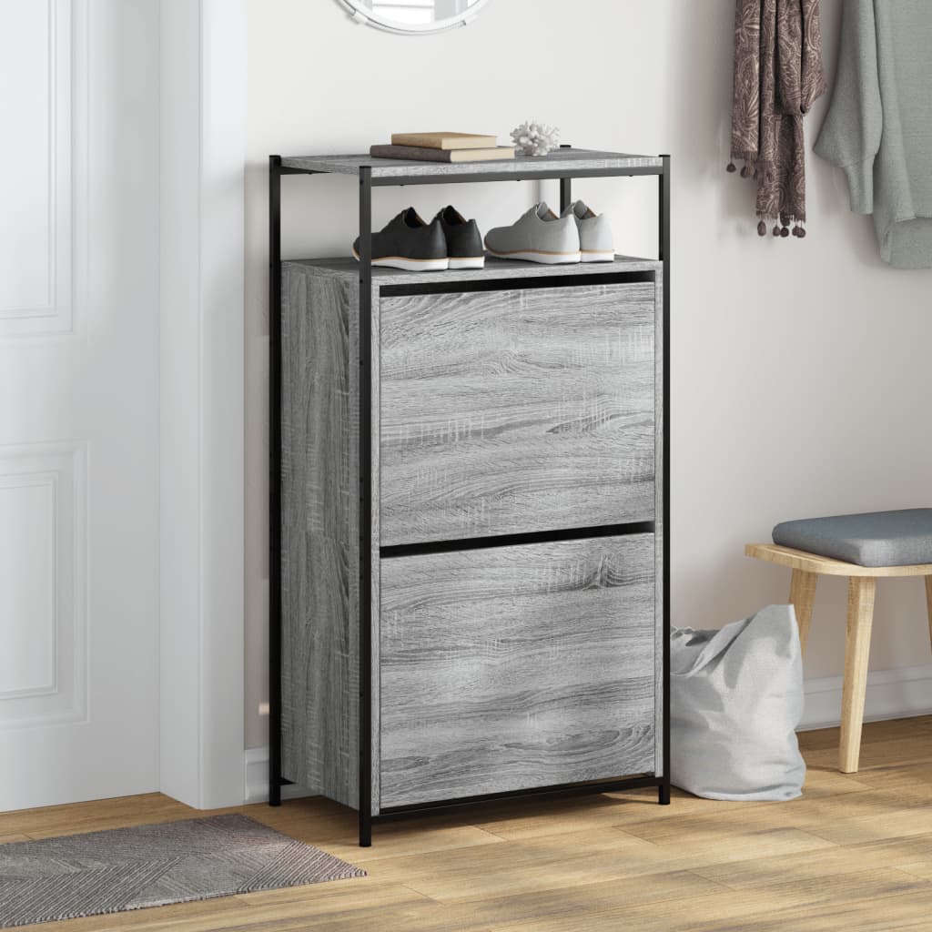 Bidaxl skoskåp 60x34x112 cm egenskapad trägrå sonoma ekfärg