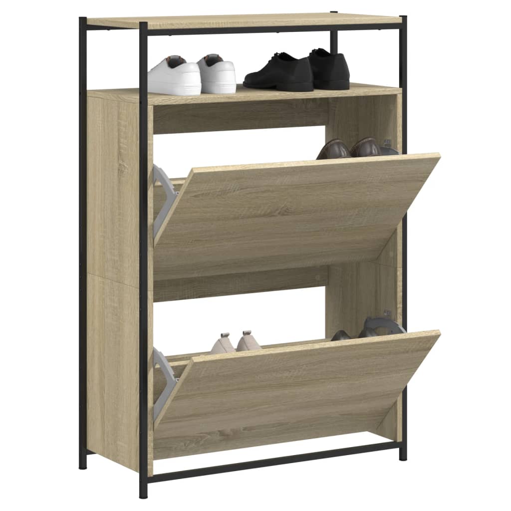 VIDAXL -Schuhschrank 75x34x112 cm Propertiertes Holz Sonoma Eiche gefärbt