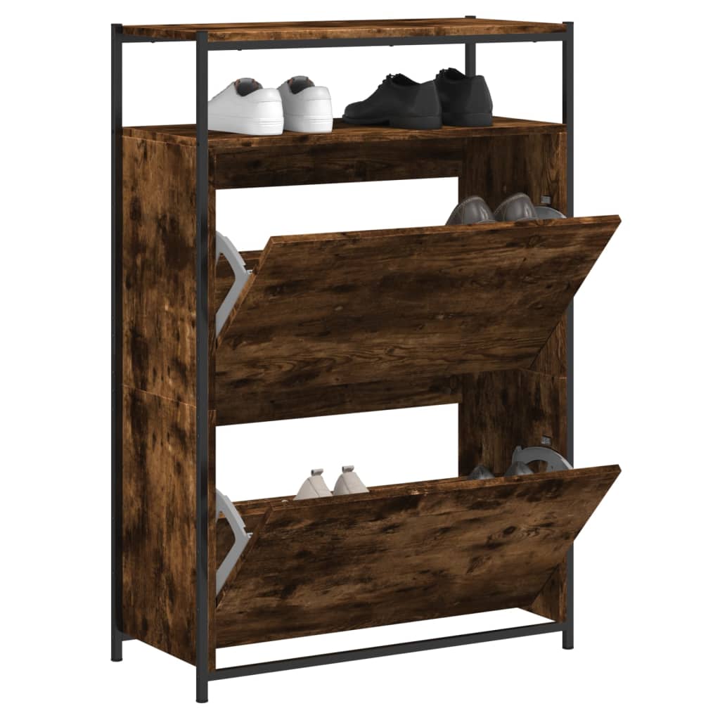 Vidaxl Shoe cabinet 75x34x112 cm Properted Wood Smoked Oak colored