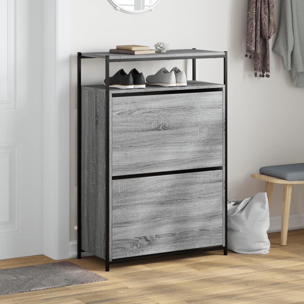 Kabinet boty Vidaxl 75x34x112 cm řezané dřevo šedé barvy dubového dubu