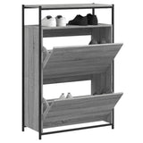 Vidaxl Shoe Cabinet 75x34x112 cm skåret træ grå sonoma eg Farve