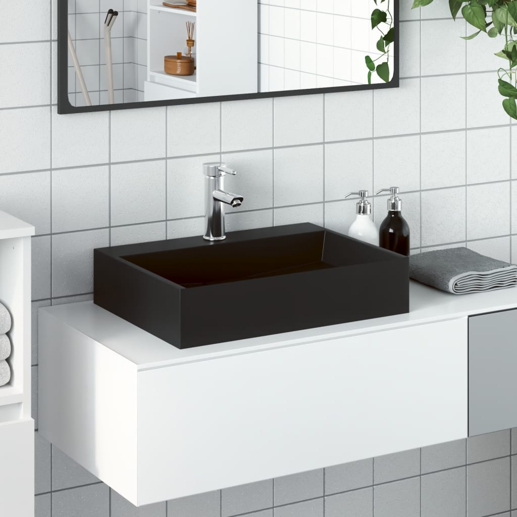 Vidaxl Washbasin 50x38x11 cm obsazení Minerální mramor Matte Black