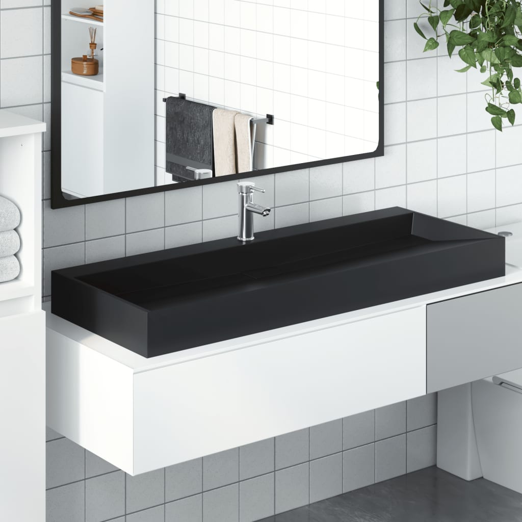 Vidaxl Washbasin 120x46x11 cm støbt mineral marmor mat sort