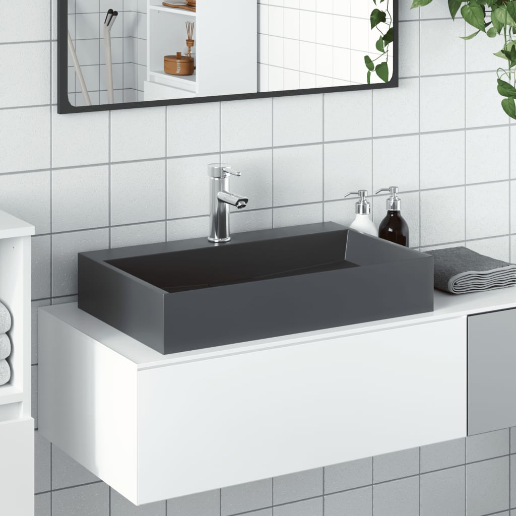 Vidaxl Washbasin 60x38x11 cm en marbre minéral en marbre anthracite