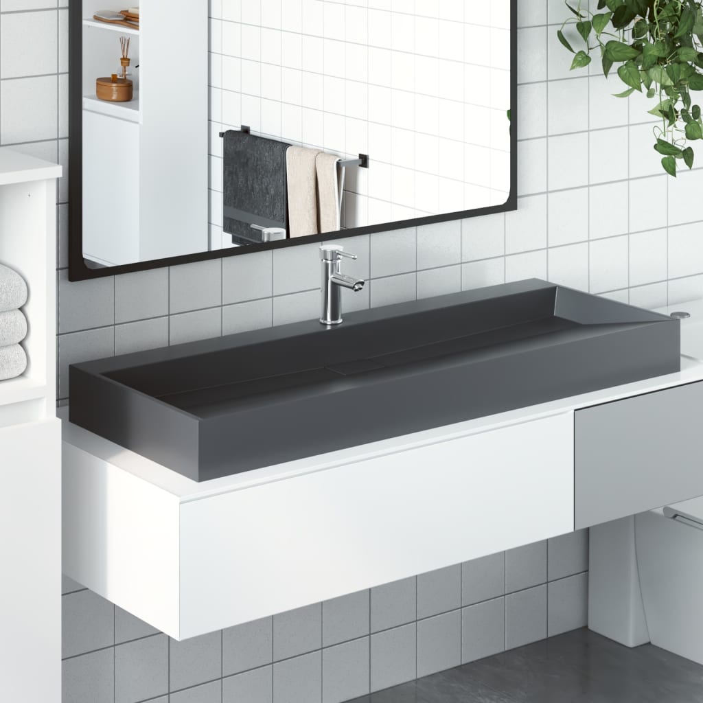 BIDAXL WASHBASIN 120x46x11 cm mineralgjuten marmor gjuten antracit