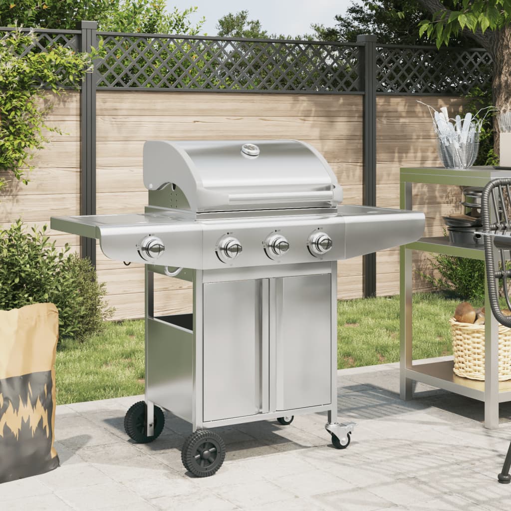 Vidaxl Gasgrill mit 4 Brennern Edelstahl Silberfarbe