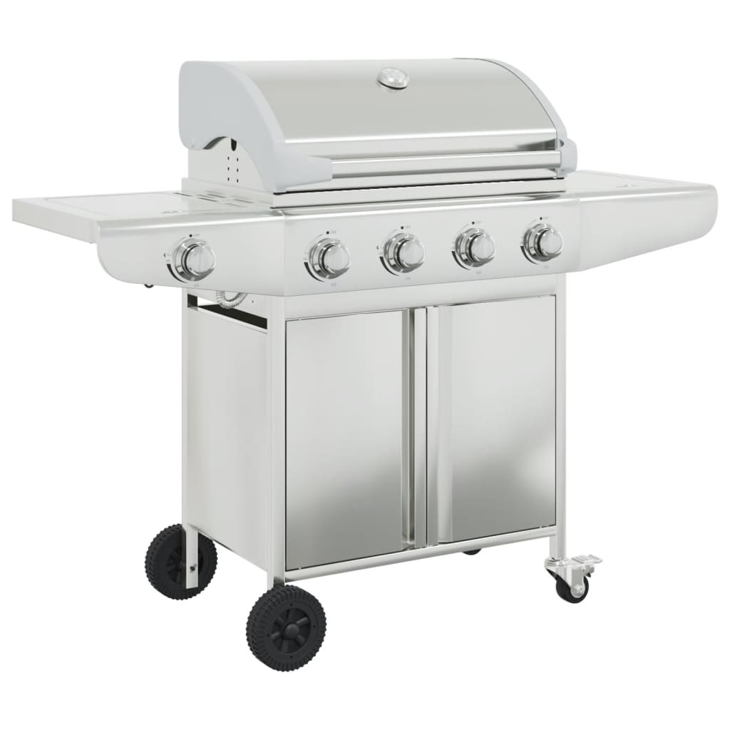 Vidaxl gas barbecue with 5 burners stainless steel silver colored