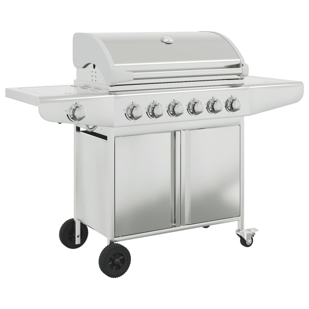 Vidaxl Gas Barbecue mat 7 Burners stainslos Stol Sëlwer faarweg